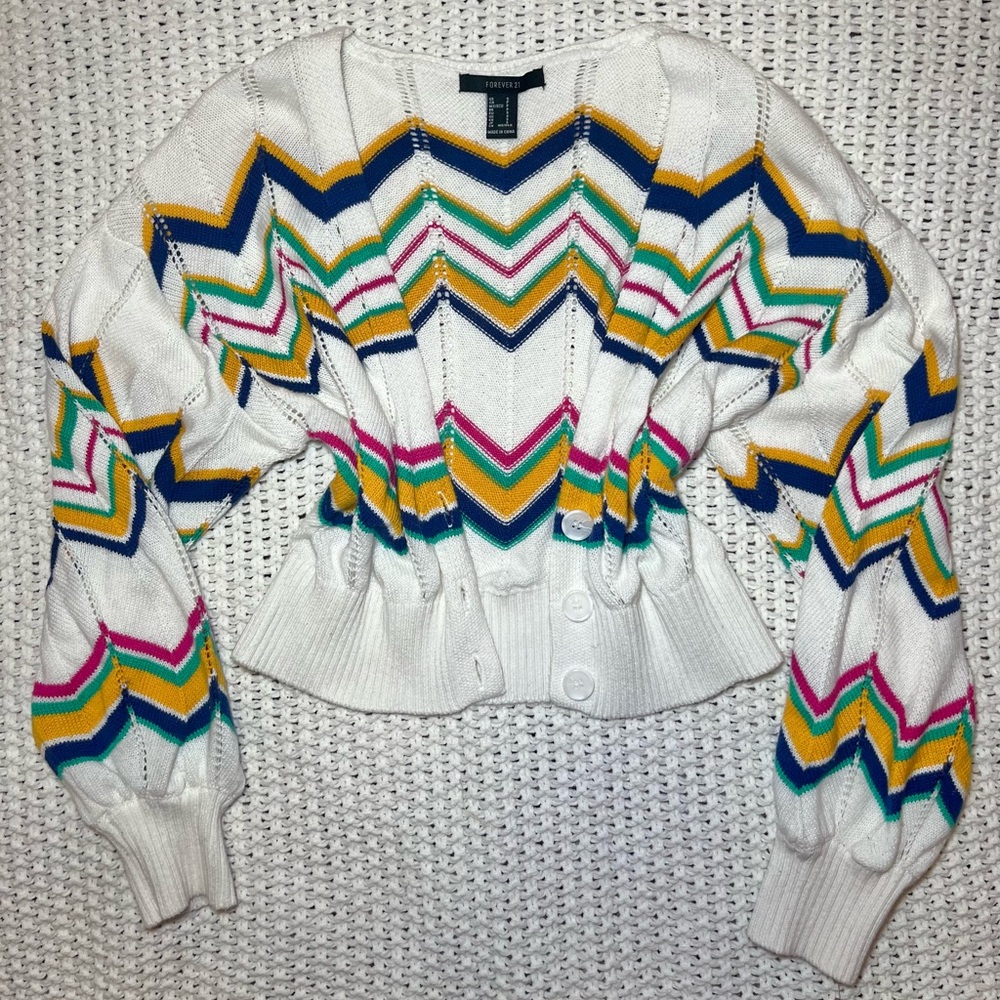 Cropped Striped Cardigan Sweater